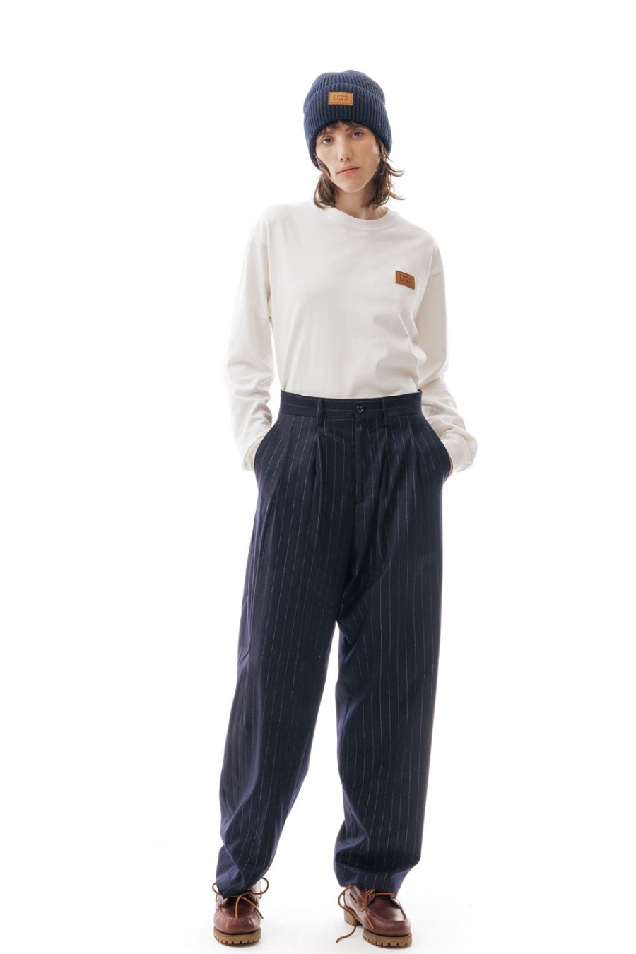 Abbigliamento LC23 | Gessato Double Pence Trousers Navy